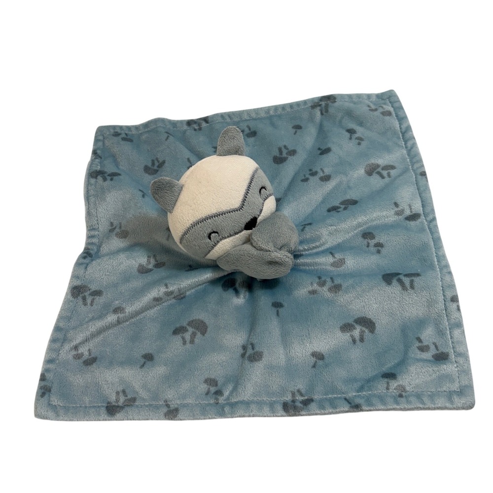Modern Moments by Gerber Baby Raccoon‎ Security Blanket Blue Mushroom WM238223RA